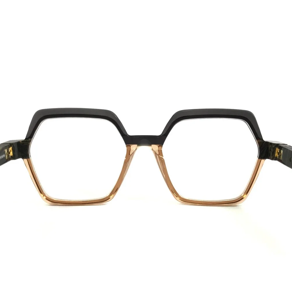 Etnia Barcelona Eyeglasses Frames CHROMA N38 BRBE Brown Beige Hexagon 53-18-140
